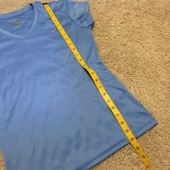 Retro Avia Slinky Sealish Sky Blue V-Neck Workout Tee - Picture 14 of 16